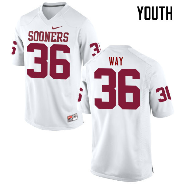 Youth Oklahoma Sooners #36 Tress Way College Football Jerseys Game-White - Click Image to Close